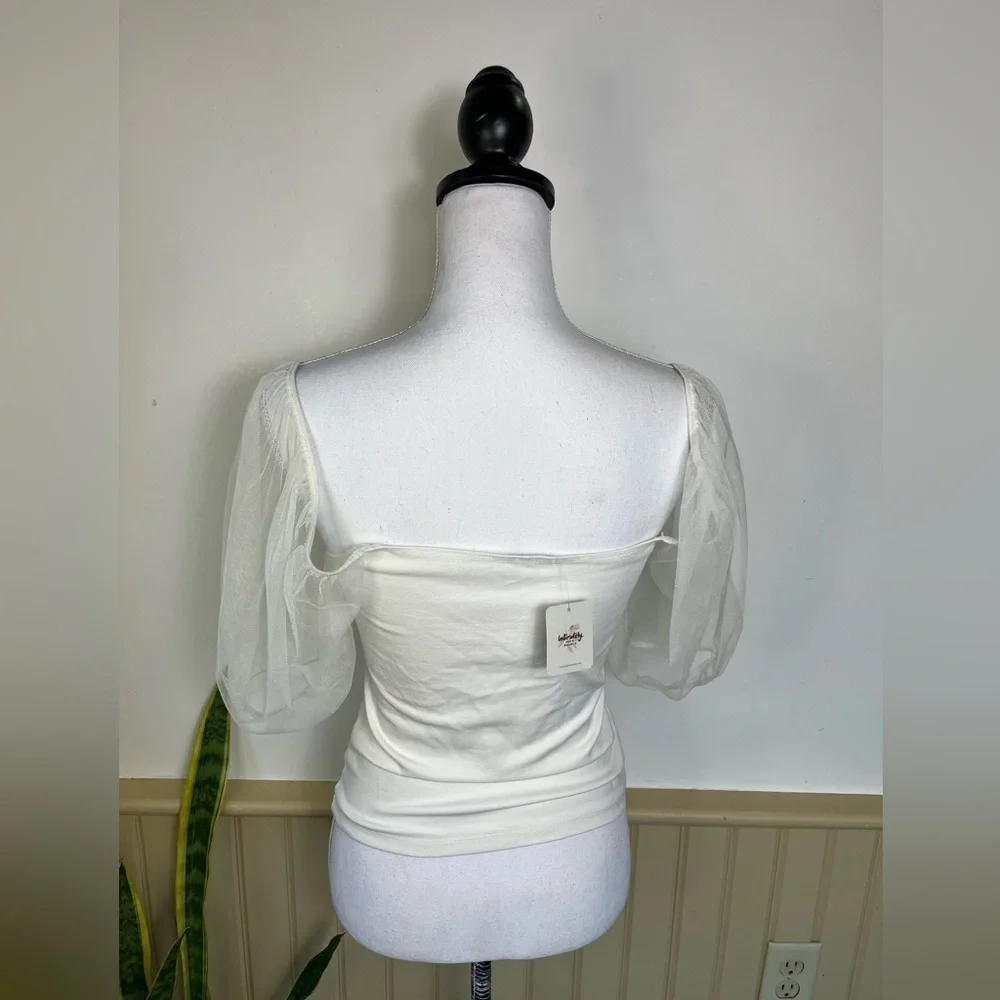 NWT Free People Puff Sleeve Ivory Top Intimately S Romantic Balletcore